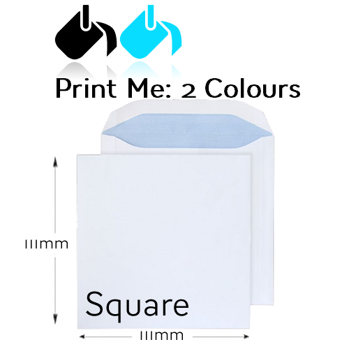 111 x 111mm Square - Printed 2 Colour Front And / Or Back